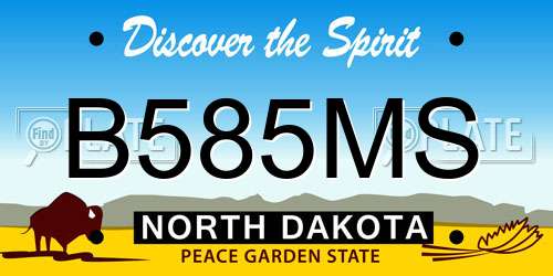 B585MS North Dakota License Plate