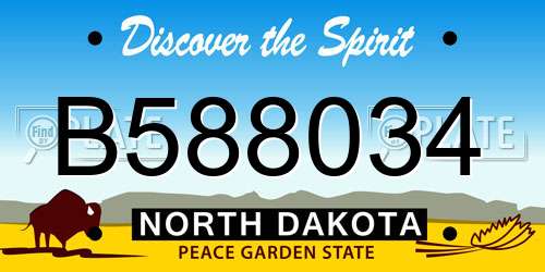 B588034 North Dakota License Plate