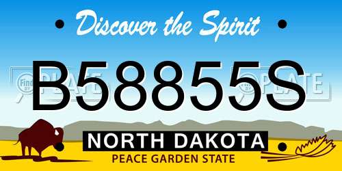 B58855S North Dakota License Plate