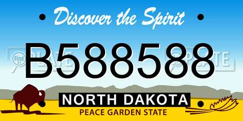B588588 North Dakota License Plate