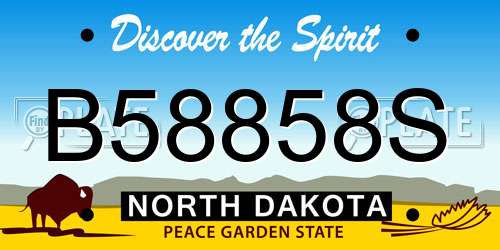 B58858S North Dakota License Plate