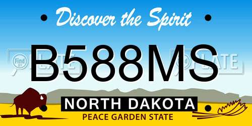 B588MS North Dakota License Plate