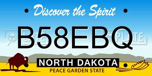 B58EBQ North Dakota License Plate
