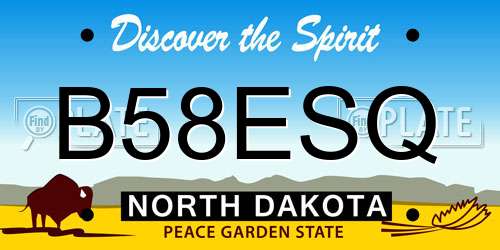 B58ESQ North Dakota License Plate