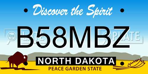 B58MBZ North Dakota License Plate