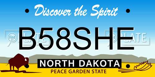 B58SHE North Dakota License Plate