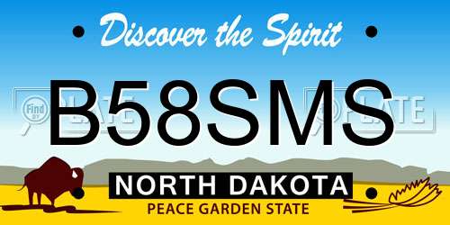 B58SMS North Dakota License Plate