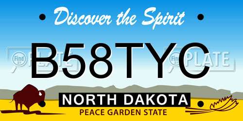 B58TYC North Dakota License Plate
