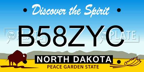 B58ZYC North Dakota License Plate