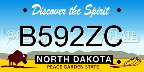B592ZC North Dakota License Plate