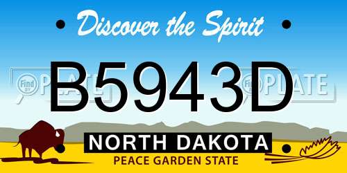 B5943D North Dakota License Plate