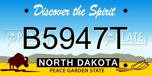 B5947T North Dakota License Plate