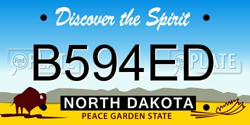 B594ED North Dakota License Plate