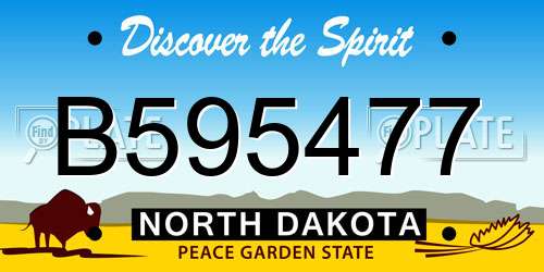 B595477 North Dakota License Plate