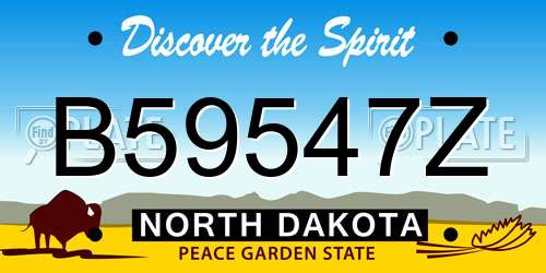 B59547Z North Dakota License Plate