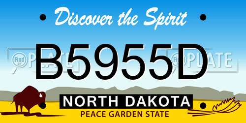 B5955D North Dakota License Plate