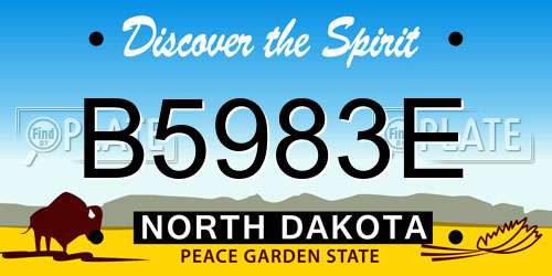 B5983E North Dakota License Plate