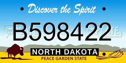 B598422 North Dakota License Plate