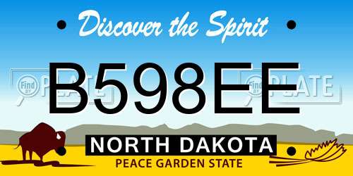B598EE North Dakota License Plate