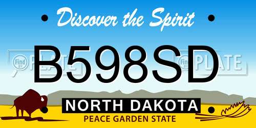 B598SD North Dakota License Plate