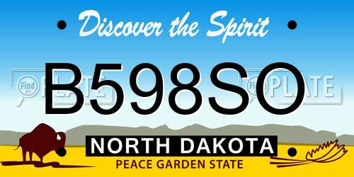 B598SO North Dakota License Plate