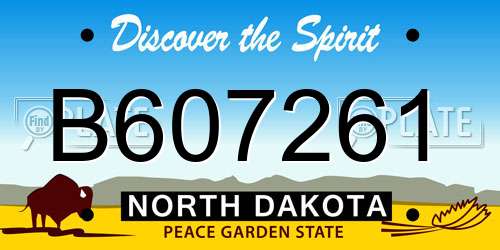B607261 North Dakota License Plate