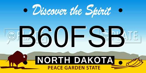 B60FSB North Dakota License Plate