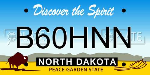 B60HNN North Dakota License Plate