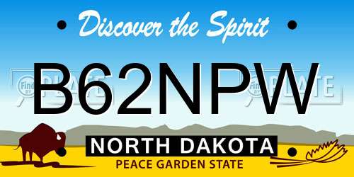 B62NPW North Dakota License Plate