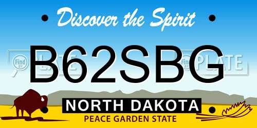 B62SBG North Dakota License Plate