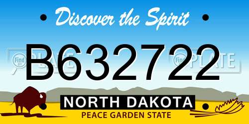 B632722 North Dakota License Plate