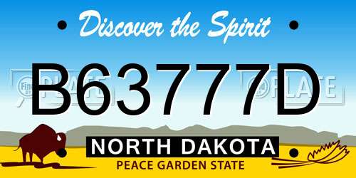 B63777D North Dakota License Plate