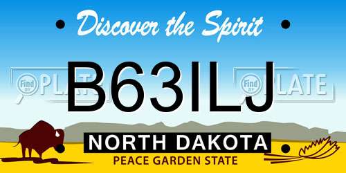 B63ILJ North Dakota License Plate
