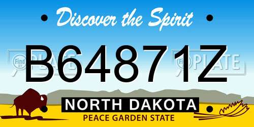 B64871Z North Dakota License Plate