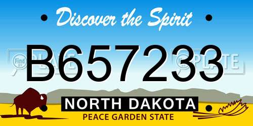 B657233 North Dakota License Plate