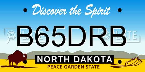 B65DRB North Dakota License Plate