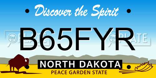 B65FYR North Dakota License Plate