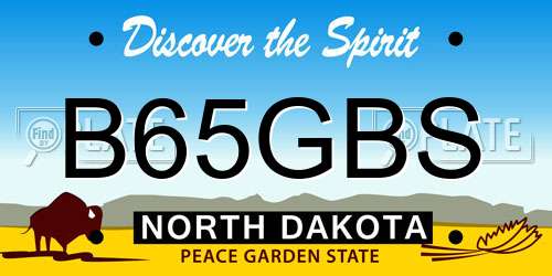 B65GBS North Dakota License Plate
