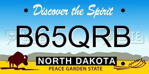 B65QRB North Dakota License Plate