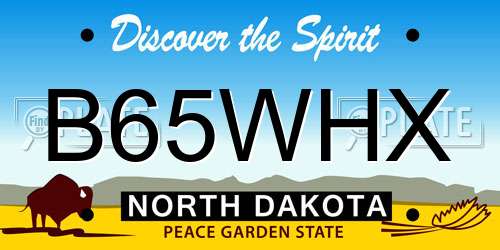 B65WHX North Dakota License Plate
