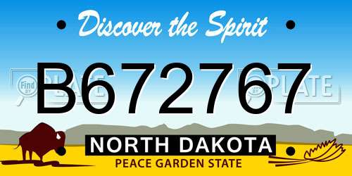 B672767 North Dakota License Plate