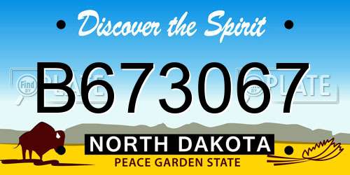 B673067 North Dakota License Plate