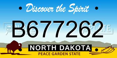 B677262 North Dakota License Plate
