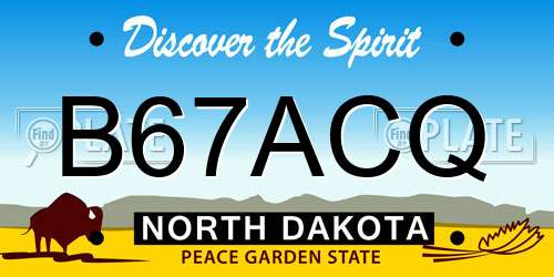 B67ACQ North Dakota License Plate