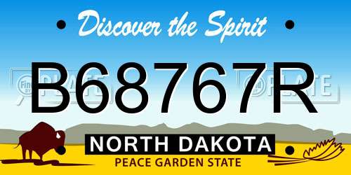 B68767R North Dakota License Plate