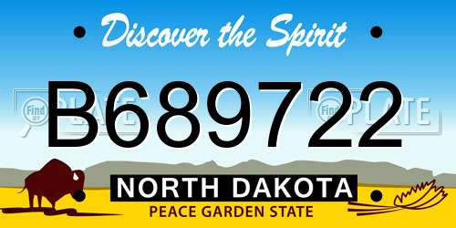 B689722 North Dakota License Plate