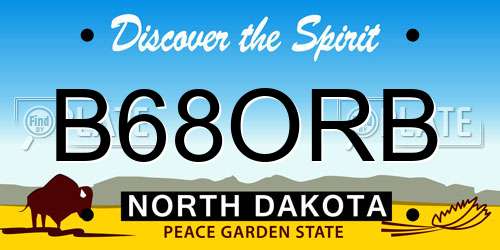 B68ORB North Dakota License Plate