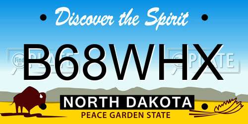 B68WHX North Dakota License Plate