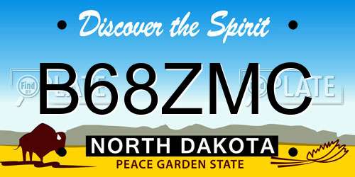 B68ZMC North Dakota License Plate