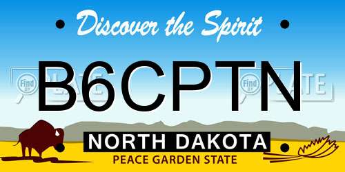 B6CPTN North Dakota License Plate